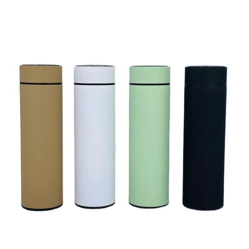 High Quality Logo Customizable 500ml Smart Water Bottle Stainless Steel Rubber Coated Outdoor Temperature Smart Water Bottle