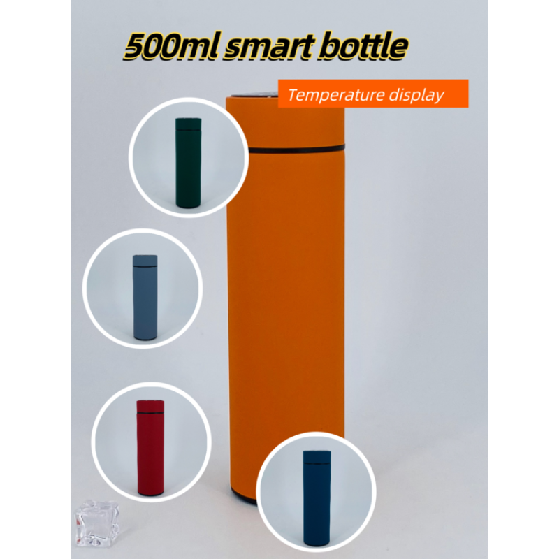 High Quality Logo Customizable 500ml Smart Water Bottle Stainless Steel Rubber Coated Outdoor Temperature Smart Water Bottle