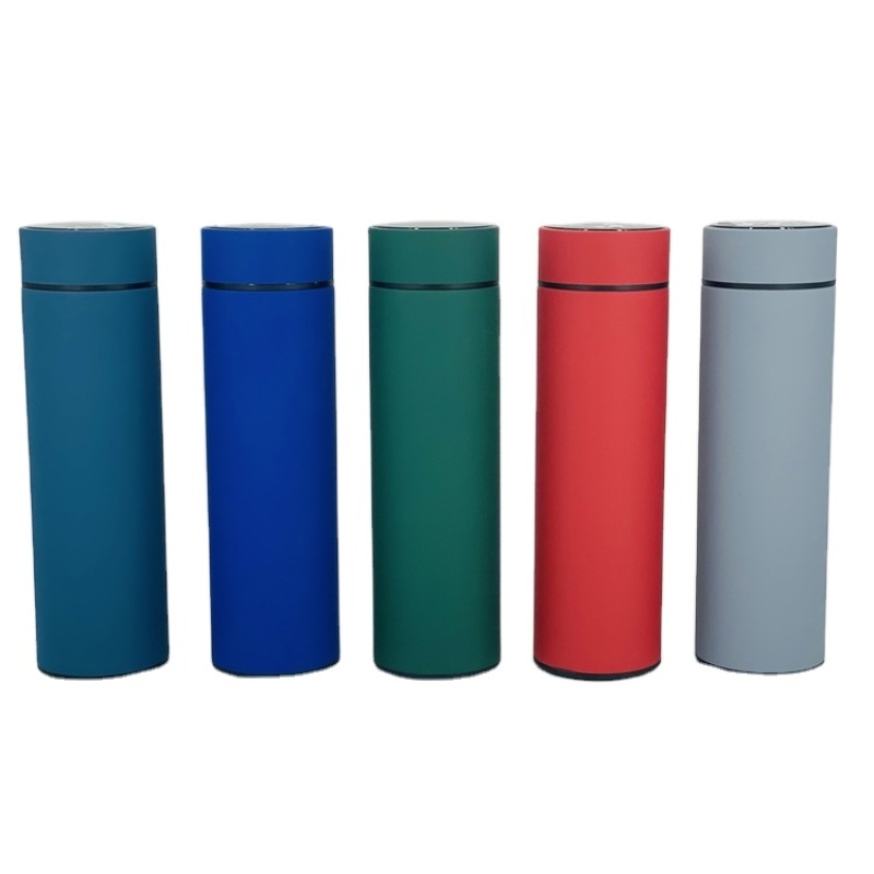 High Quality Logo Customizable 500ml Smart Water Bottle Stainless Steel Rubber Coated Outdoor Temperature Smart Water Bottle