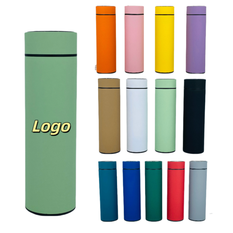 High Quality Logo Customizable 500ml Smart Water Bottle Stainless Steel Rubber Coated Outdoor Temperature Smart Water Bottle