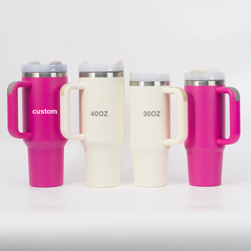 Wholesale Travel Mug Stainless Steel 40oz Tumbler with Handle and Straw Modern Tumbler Cup 30oz