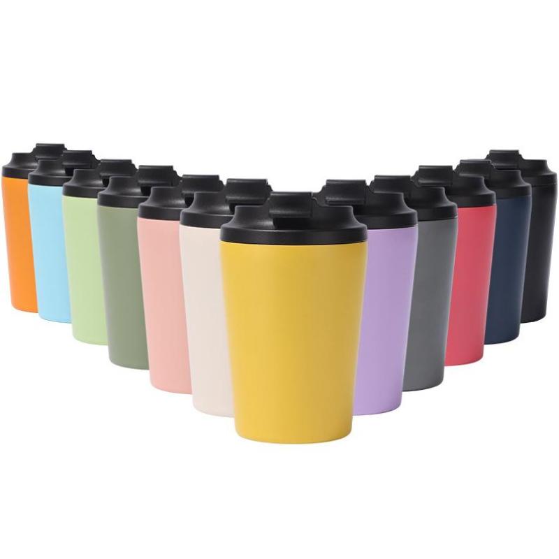 Wholesale High Quality 500ml Custom Logo Matte Black Coffee Cup Stainless Steel Insulated Leakproof Coffee And Tea Cups