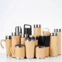 High Quality Bamboo Vacuum Cup Insulated Bamboo Thermos Water Bottle Portable Bamboo Mugs with Handle