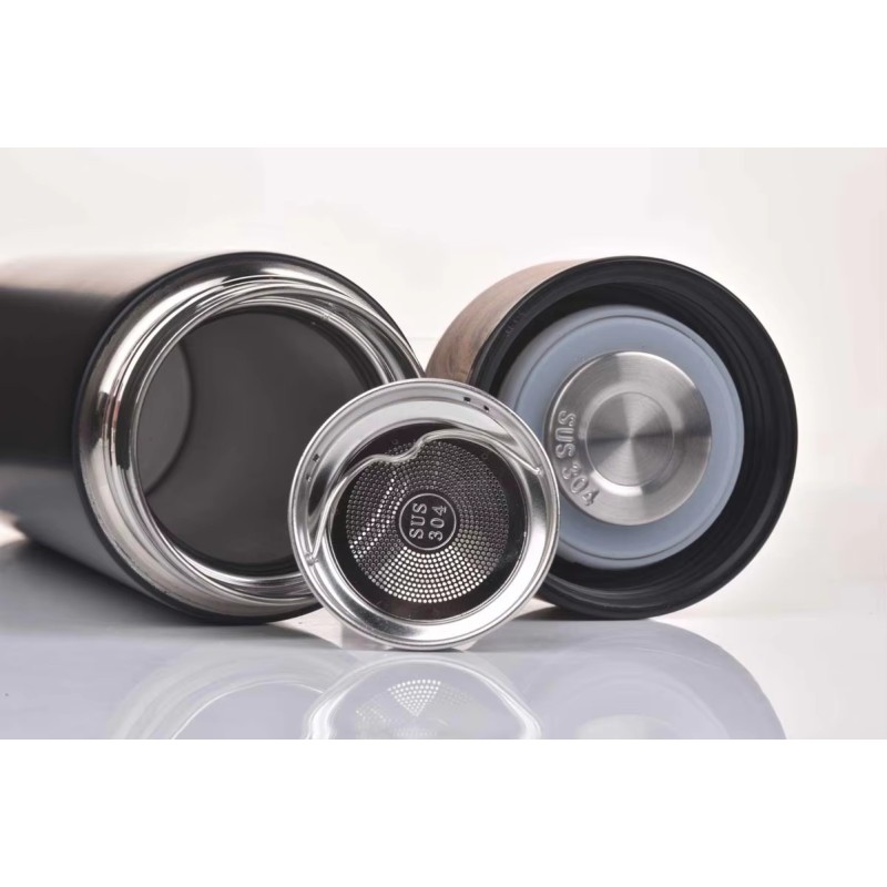 Wooden Lid Customized Logo Double Wall Stainless Steel Insulated Water Bottle Keep Hot and Cold Thermal Vacuum Flask