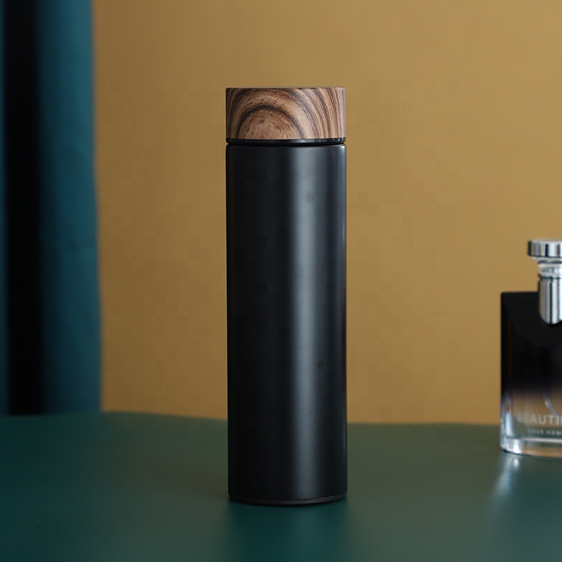 Wooden Lid Customized Logo Double Wall Stainless Steel Insulated Water Bottle Keep Hot and Cold Thermal Vacuum Flask
