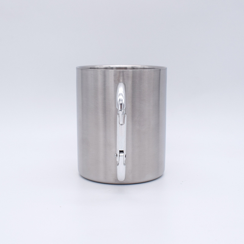 Wholesale Customized Mug Camping Accessories Stainless Steel Double Wall Carabiner Hiking Camping Mug Coffee Cups With Handle