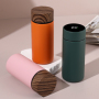 Wholesale Custom Logo 280ml Stainless Steel Water Bottle with Stylish Wood Grain Lid, Mini Design