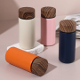 Wholesale Custom Logo 280ml Stainless Steel Water Bottle with Stylish Wood Grain Lid, Mini Design