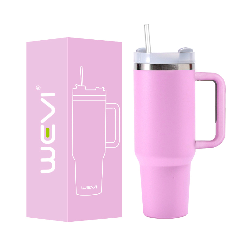 WeVi 40oz Double Wall Stainless Steel Vacuum Insulated Travel Tumbler Cups With Handle