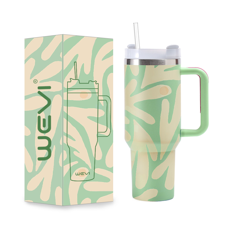 WeVi 40oz Double Wall Stainless Steel Vacuum Insulated Travel Tumbler Cups With Handle