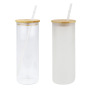 DIY Sublimation Blank 12 oz 16 oz 25 oz Gift Promotional Cola Glass Straight Tumbler Cup Can Mugs with Bamboo Lid and Straw