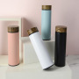 New Design 350ml 450ml Wooden Color Lid Straight Bottles Stainless Steel  Insulated Water Bottles with Tea Infuser
