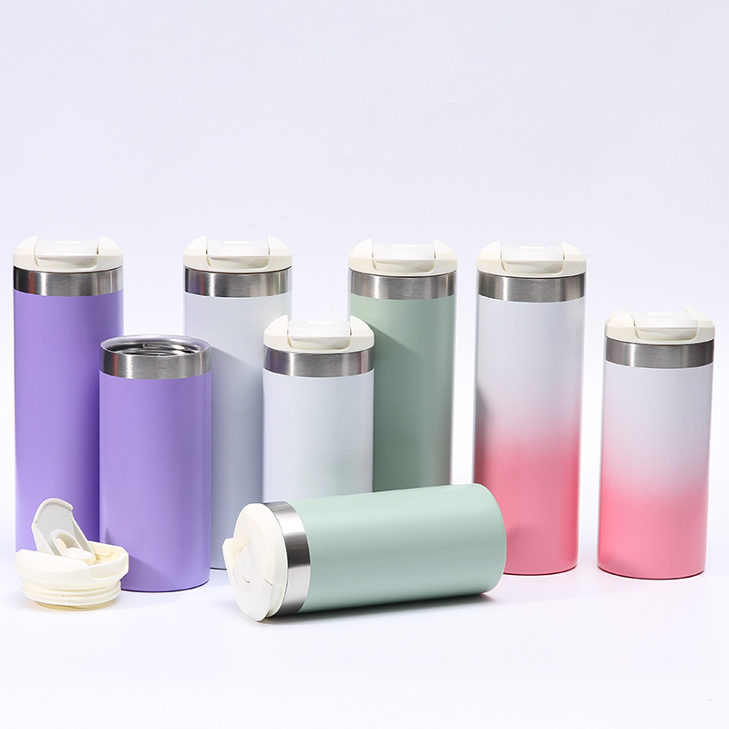 Wholesale Water Bottle 350ml 450ml Stainless Steel Straight Sport Insulated Gradient Color Bpa Free Water Bottles for Kids