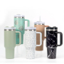 Wholesale 40oz Tumbler Custom Logo Double Wall Stainless Steel Powder Coated Vacuum Reusable Travel Tumblers With Lid and Straw