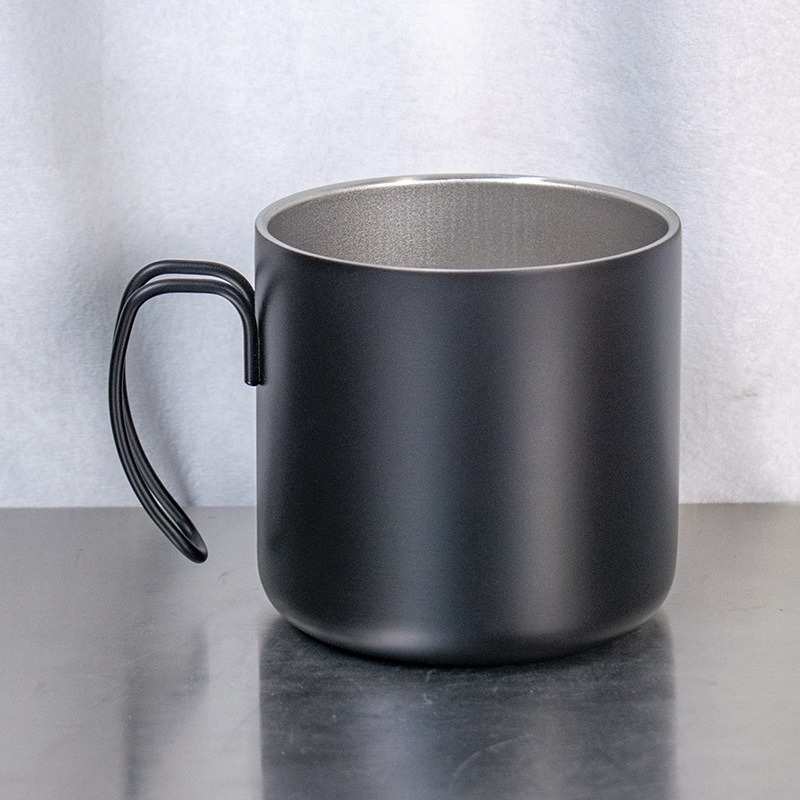 Wholesale New 200ml 300ml Double WalledCarabiner Mug Travel Portable Stainless Steel Coffee Cup with Handle Lid