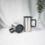Wholesale New Customized logo Camping Travel Mug  Cups 450ml Double-Wall  Stainless Steel  Mug With Handle Lid