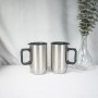 Wholesale New Customized logo Camping Travel Mug  Cups 450ml Double-Wall  Stainless Steel  Mug With Handle Lid