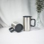 Wholesale New Customized logo Camping Travel Mug  Cups 450ml Double-Wall  Stainless Steel  Mug With Handle Lid