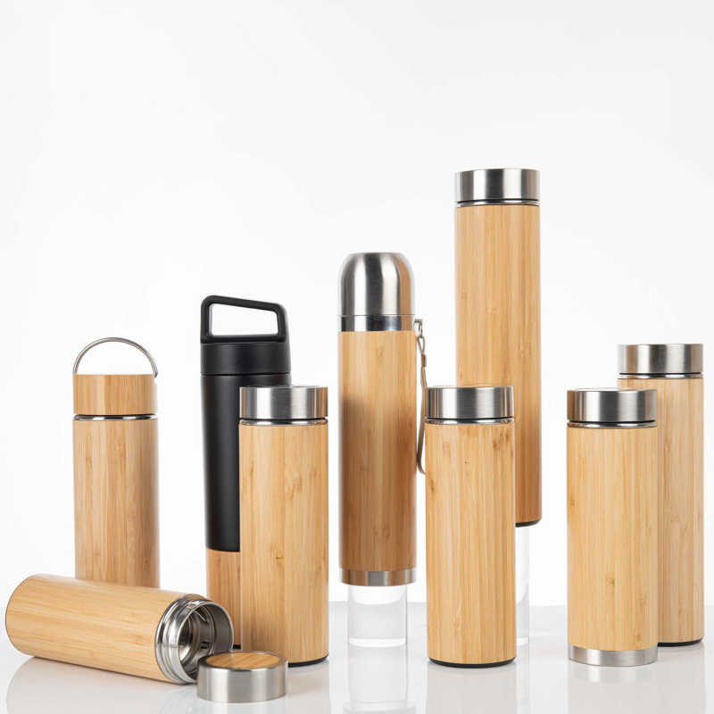 Good Quality Stainless Steel Bamboo Water Bottle Insulated Thermos, Double Wall Tumbler for Hot and Cold Tea