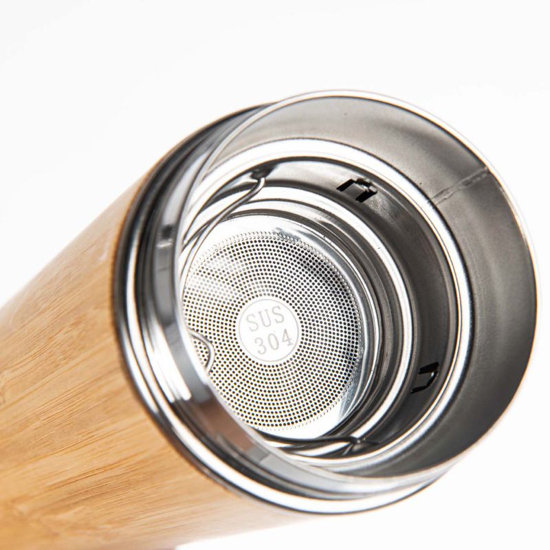Good Quality Stainless Steel Bamboo Water Bottle Insulated Thermos, Double Wall Tumbler for Hot and Cold Tea