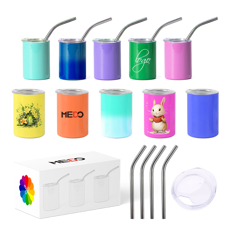 Wholesale 3oz Wine Tumbler Sublimation Blank Double Wall Stainless Steel 3oz Mini Shot Glass Tumbler Cup With Lid and Straw