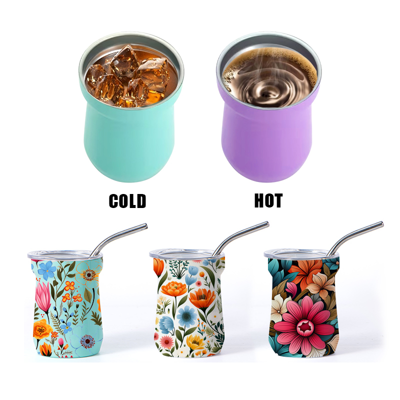 Wholesale 3oz Wine Tumbler Sublimation Blank Double Wall Stainless Steel 3oz Mini Shot Glass Tumbler Cup With Lid and Straw