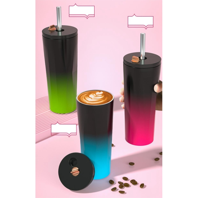 High Quality Custom Logo 700ml Diamond Tumblers Wholesale Bulk Double Wall Stainless Steel Insulated Tumbler With Straw