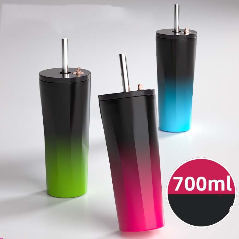 High Quality Custom Logo 700ml Diamond Tumblers Wholesale Bulk Double Wall Stainless Steel Insulated Tumbler With Straw