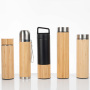 Wholesale Eco Friendly 500ml Thermos Insulated Stainless Steel Tumbler Bamboo Water Bottles With Tea Infuser and Led Lid