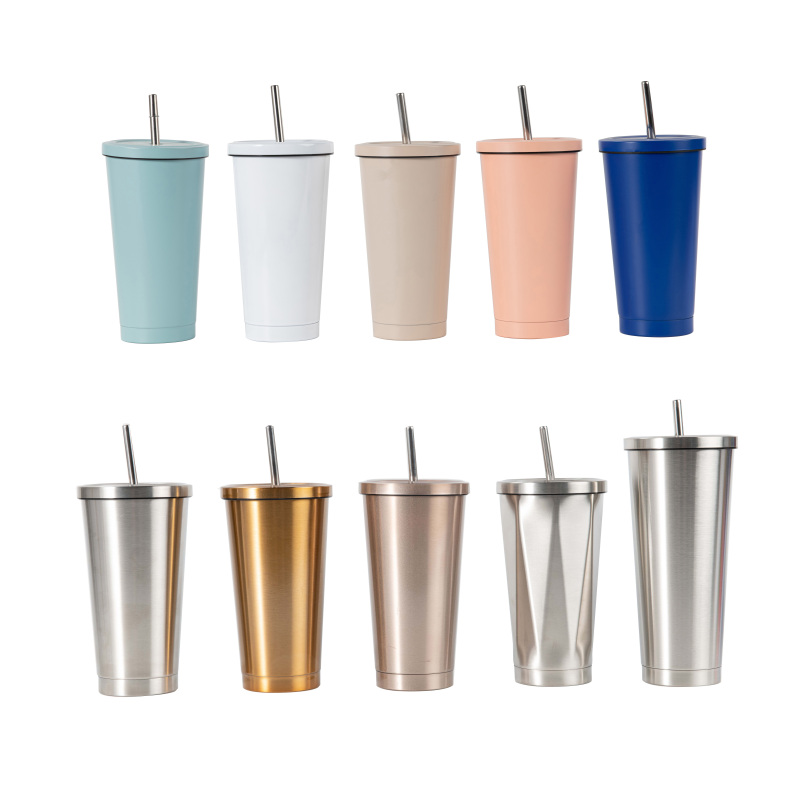 Laser Engraving LOGO Tumbler Cups 750ml Wholesale Luxury Stainless Steel Coffee Cups with Lids and Straws