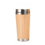 High Quality 450ml 500ml Bamboo Water Bottle Sport Straight Double Wall Insulated 18/8 Stainless Steel Temperature Water Bottle