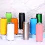 Promotional Gift Use 12 oz 17 oz Double Wall Cola Thermos logo Blank Stainless Steel Cola Water Bottle  Can with Straw
