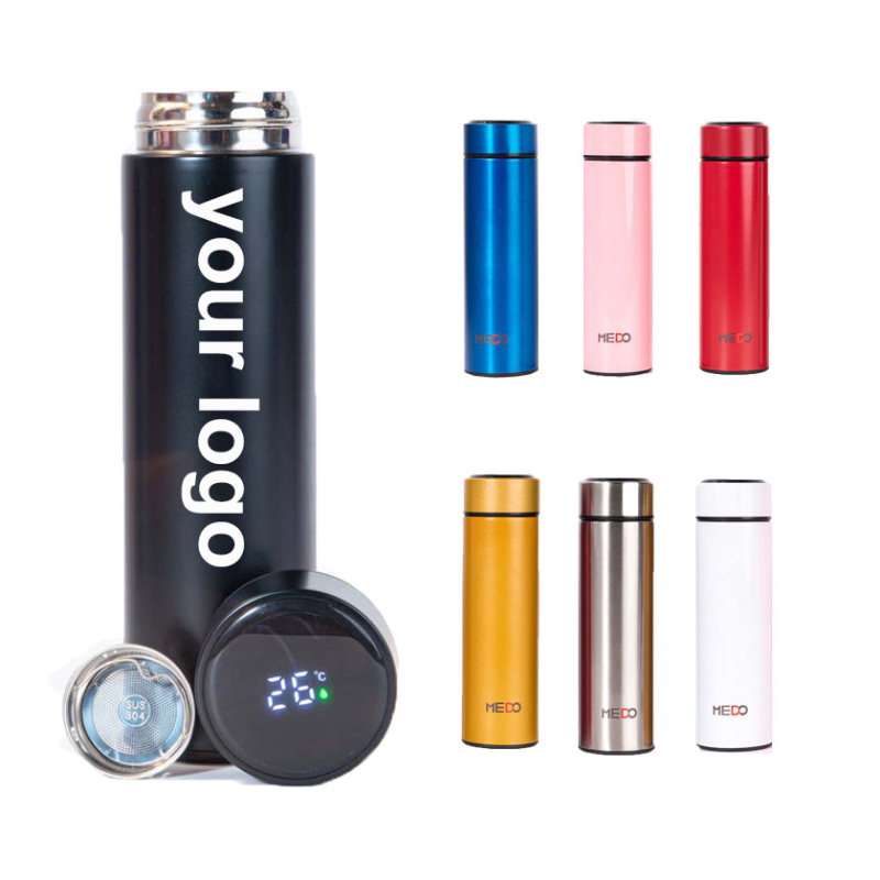 Wholesale Screen Insulated Thermal LED Stainless Steel Temperature Digital Display Smart Thermos Water Bottle with Custom logo