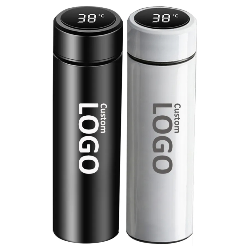 Wholesale Screen Insulated Thermal LED Stainless Steel Temperature Digital Display Smart Thermos Water Bottle with Custom logo