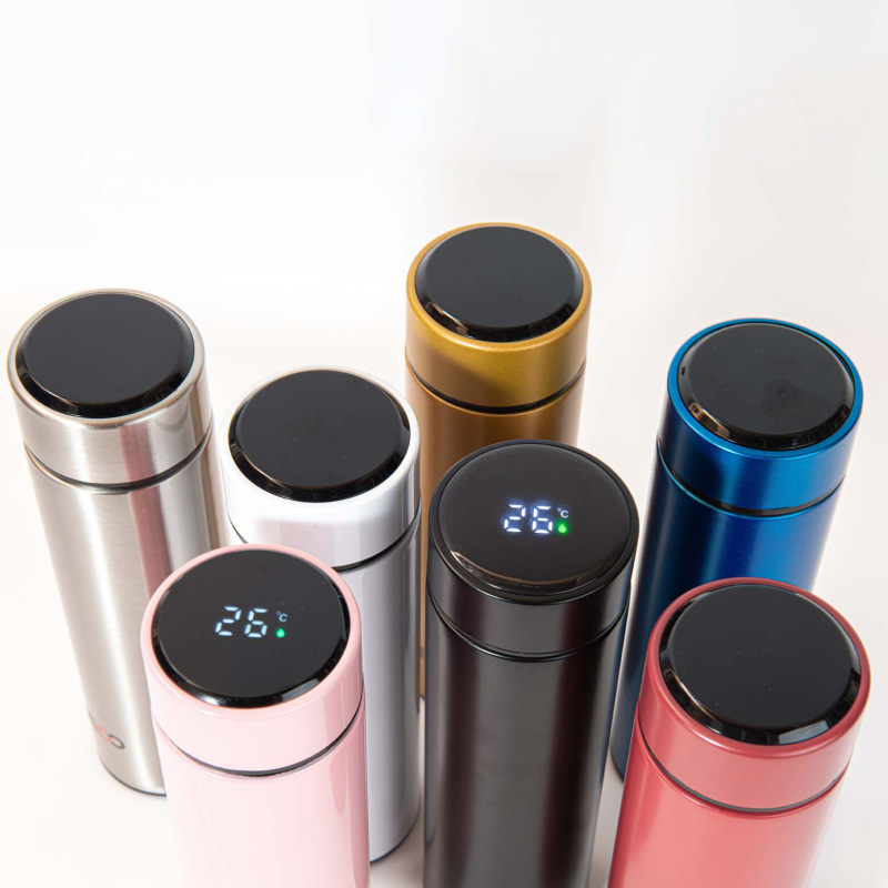 Wholesale Screen Insulated Thermal LED Stainless Steel Temperature Digital Display Smart Thermos Water Bottle with Custom logo