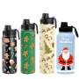 Christmas 18oz 32oz Sublimation Double Wall Stainless Steel Sports Water Bottle 2in1 Drinking Lid Silicone Bottom for Heat Press