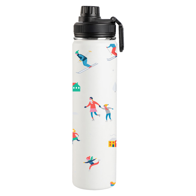 Christmas 18oz 32oz Sublimation Double Wall Stainless Steel Sports Water Bottle 2in1 Drinking Lid Silicone Bottom for Heat Press