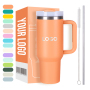 Wholesale Custom Logo Print Powder Coated Double Wall Stainless Steel 40OZ Travel Mug Tumbler With Handle