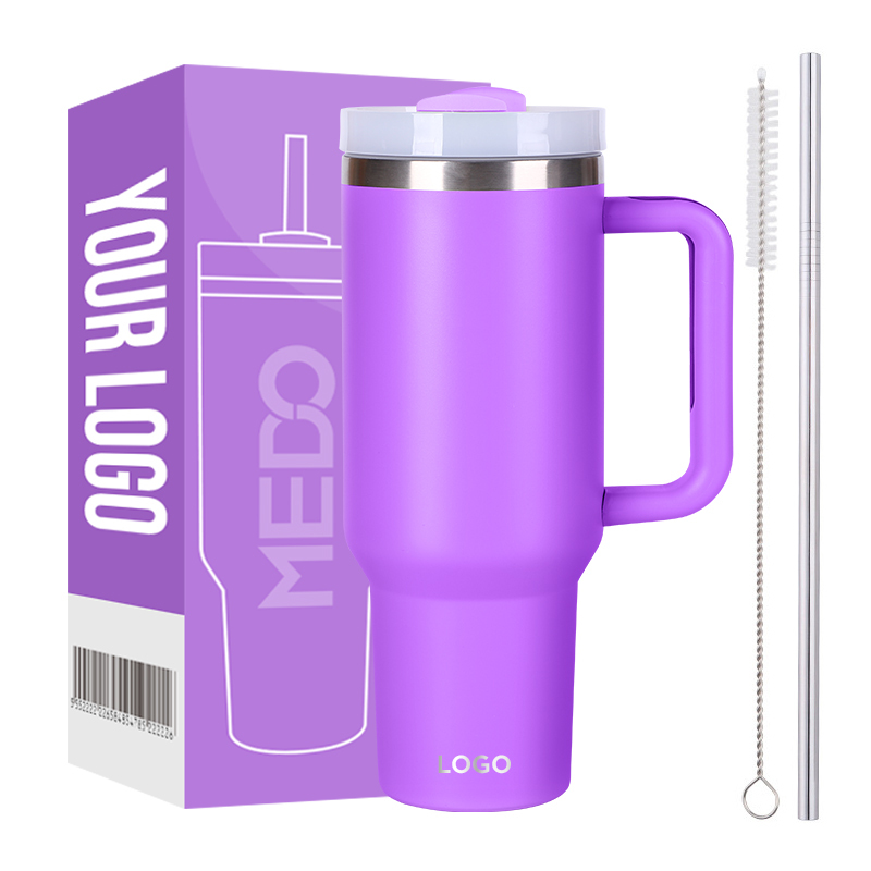 Wholesale Custom Logo Print Powder Coated Double Wall Stainless Steel 40OZ Travel Mug Tumbler With Handle
