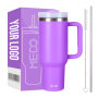 Wholesale Custom Logo Print Powder Coated Double Wall Stainless Steel 40OZ Travel Mug Tumbler With Handle