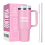 Wholesale Custom Logo Print Powder Coated Double Wall Stainless Steel 40OZ Travel Mug Tumbler With Handle