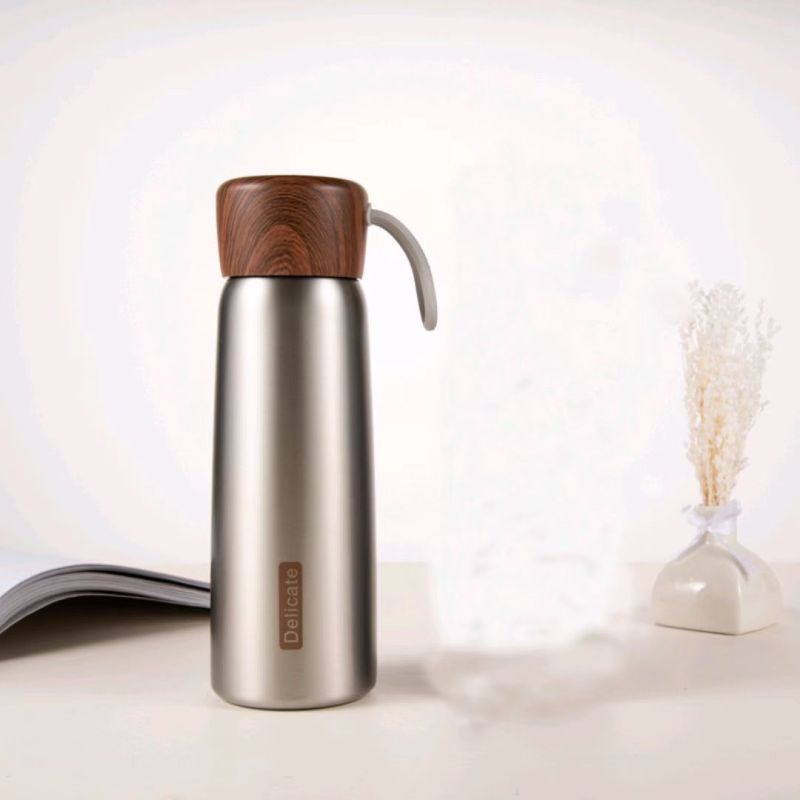 Wholesale High Quality Vacuum Flask Wooden Water Bottle 400ml500ml 18/8 Stainless Steel Water Bottle with Rope