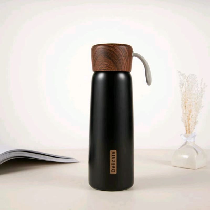 Wholesale High Quality Vacuum Flask Wooden Water Bottle 400ml500ml 18/8 Stainless Steel Water Bottle with Rope