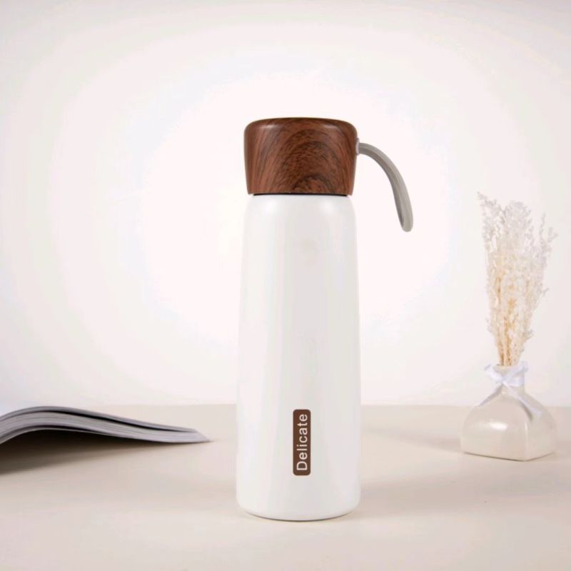 Wholesale High Quality Vacuum Flask Wooden Water Bottle 400ml500ml 18/8 Stainless Steel Water Bottle with Rope