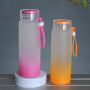 DIY Transparent Frosted Blank Sublimation Tumbler 550ML Gradient Color Glass Frosted Water Bottle