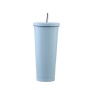 Metal Straw 500ml 750ml White Mugs Wholesale Stainless Steel Double Wall Insulated Matte Paint Coated Valentines Day Mug
