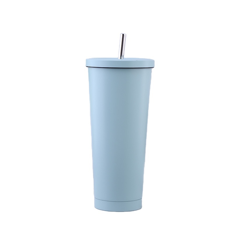 Metal Straw 500ml 750ml White Mugs Wholesale Stainless Steel Double Wall Insulated Matte Paint Coated Valentines Day Mug