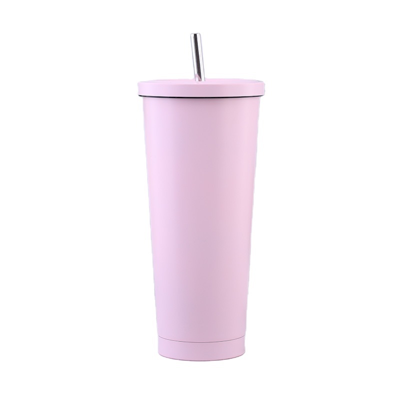 Metal Straw 500ml 750ml White Mugs Wholesale Stainless Steel Double Wall Insulated Matte Paint Coated Valentines Day Mug