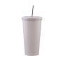 Metal Straw 500ml 750ml White Mugs Wholesale Stainless Steel Double Wall Insulated Matte Paint Coated Valentines Day Mug