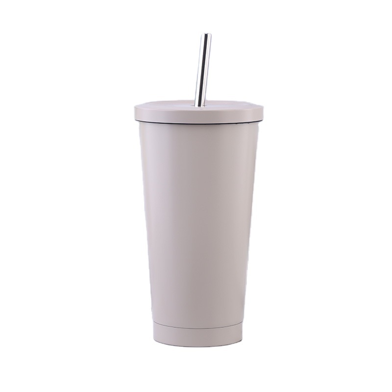 Metal Straw 500ml 750ml White Mugs Wholesale Stainless Steel Double Wall Insulated Matte Paint Coated Valentines Day Mug